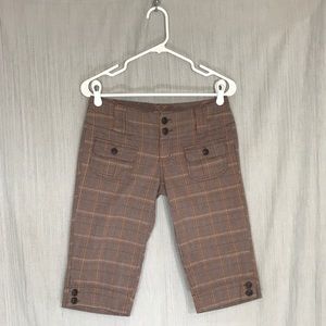 Nori Bornw, Yello And Orange Plaid Bermuda Shorts In Junior's Size 3